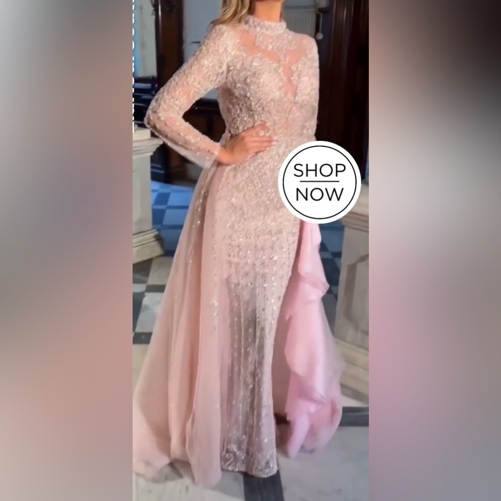 Long sleeve evening gown